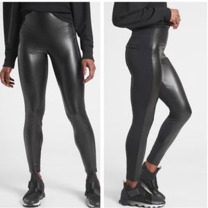 Athleta faux leather leggings in black